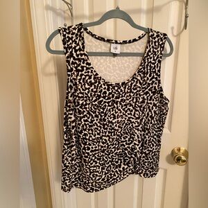 CAbi #5759 Knotty Tank Leopard Print Blouse Sleeveless Top Women's Medium EUC